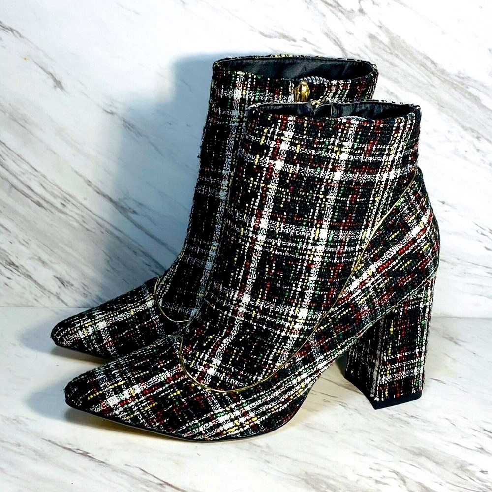 Lemon Drop by Privileged Kater Tapestry Ankle Boots Chunky Heel Size 9 heel 3.5”
